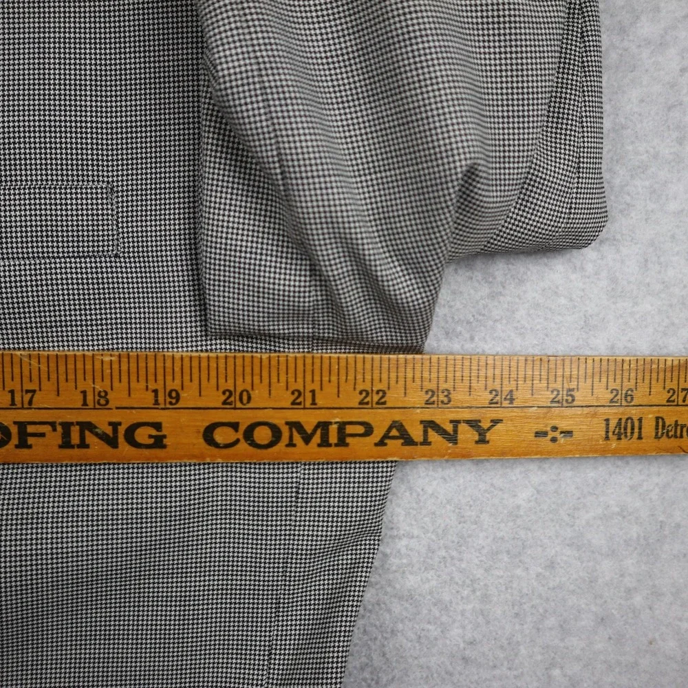 Haggar Black Label Blazer Mens 42 R Grey Houndstooth Worsted Wool Blend 2-Button